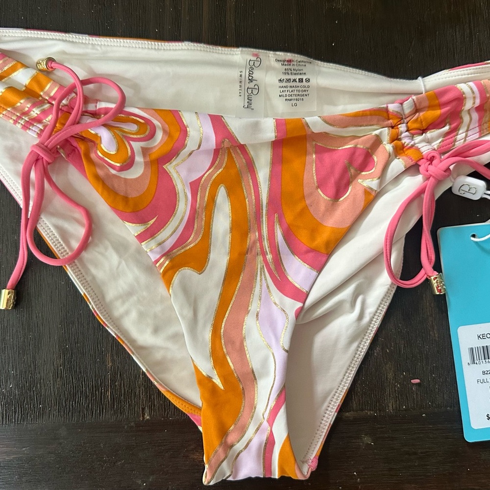 Beach Bunny Pink and Orange Swirl Bikini Bottom